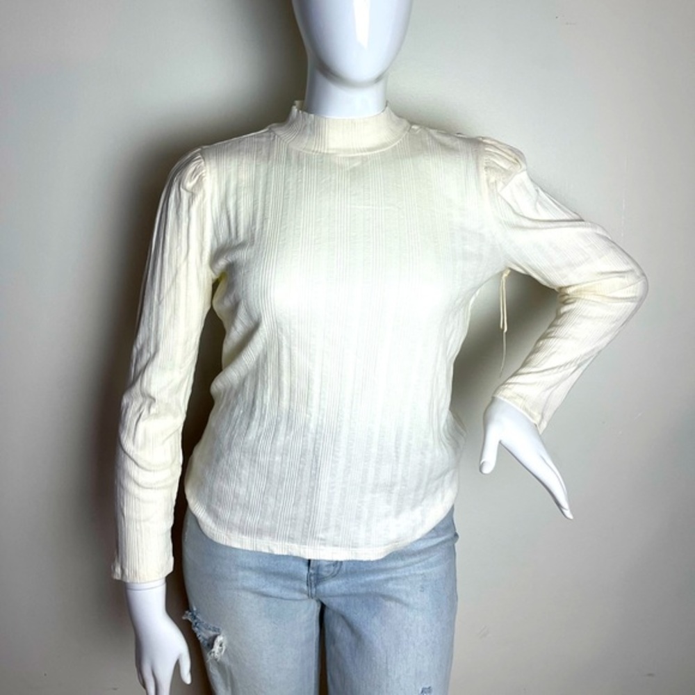 a.n.a Womens Mock neck‎ ribbed sweater Long Sleeve Pullover size petite M